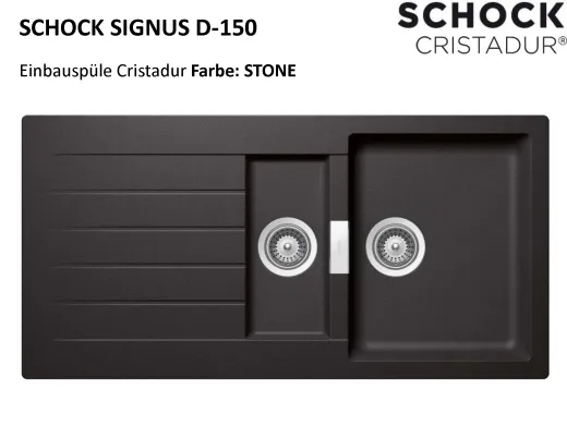 ❎ SCHOCK Kchensple Signus D-150 Cristadur Nano-Granitsple / Einbausple mit Drehexcenter