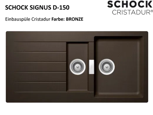 ❎ SCHOCK Kchensple Signus D-150 Cristadur Nano-Granitsple / Einbausple mit Drehexcenter