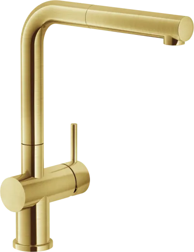 Systemceram KeraDomo K�chenarmatur Sila Mattgold PVD Einhebelmischer mit Zugauslauf 360� schwenkbar