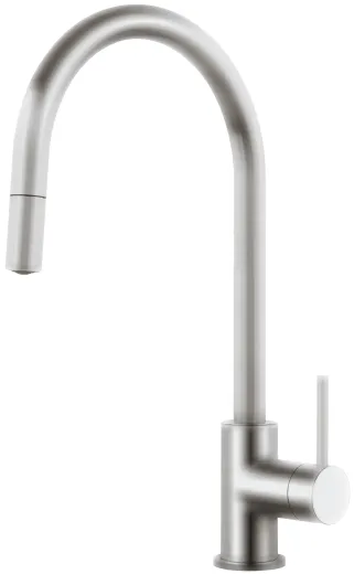 Systemceram KeraDomo K�chenarmatur Fresh Edelstahl Finish PVD Einhebelmischer mit Zugauslauf 360� schwenkbar