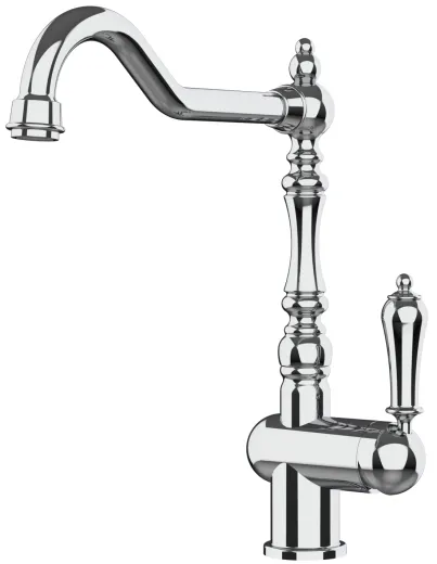 Systemceram KeraDomo K�chenarmatur Rubi Chrom Einhebelmischer mit Festauslauf 360� schwenkbar Nostalgieoptik