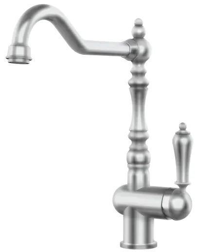 Systemceram KeraDomo K�chenarmatur Rubi Edelstahl Finish PVD Einhebelmischer mit Festauslauf 360� schwenkbar Nostalgieoptik