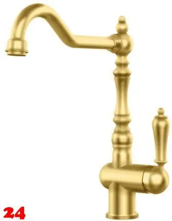 Systemceram KeraDomo Küchenarmatur Rubi Mattgold PVD Einhebelmischer mit Festauslauf 360° schwenkbar Nostalgieoptik Systemceram KeraDomo Küchenarmatur Rubi Mattgold PVD Einhebelmischer mit Festauslauf 360° schwenkbar Nostalgieoptik