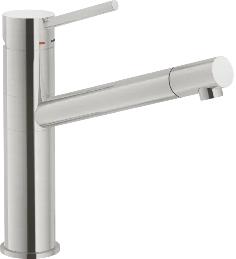 Systemceram KeraDomo K�chenarmatur Snow Edelstahl Finish PVD Einhebelmischer mit Festauslauf 360� schwenkbar