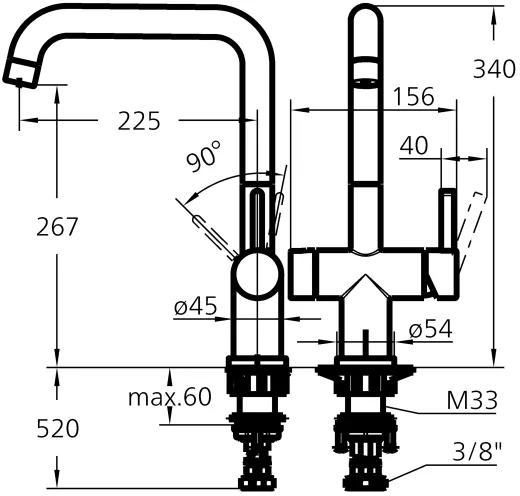 KWC K�chenarmatur ENIA E 10.591.612.751FL Einhebelmischer Industrial Black PVD 3-Wege Trinkwasser-Filterarmatur (3600009456)