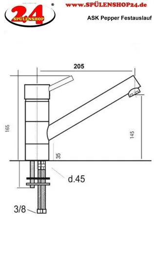AQUA CUCINA� K�chenarmatur Pepper 40010-ESO Einhebelmischer Steelfinish PVD mit Festauslauf schwenkbar Niederdruck