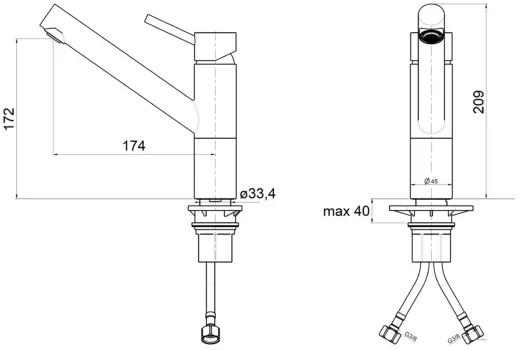 AQUA CUCINA� K�chenarmatur Pepper C 40900-00 Einhebelmischer Chrom mit Festauslauf schwenkbar