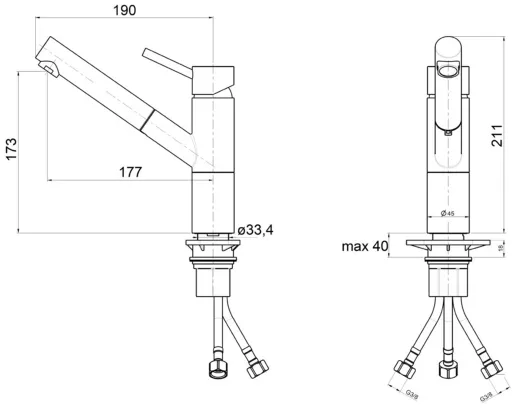 AQUA CUCINA� K�chenarmatur Pepper C 40908-00 Einhebelmischer Chrom mit Zugauslauf schwenkbar