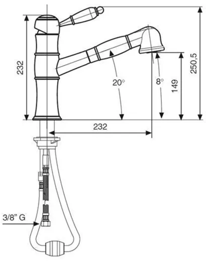AQUA CUCINA� K�chenarmatur Deco Laguna 1081-00 Einhebelmischer Chrom mit Schlauchbrause schwenkbar Nostalgieoptik