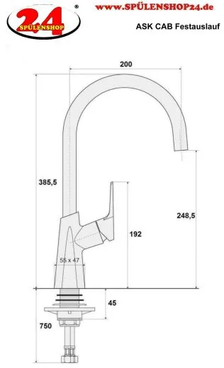 AQUA CUCINA� K�chenarmatur CAB 89077-00 Einhebelmischer Chrom mit Festauslauf schwenkbar