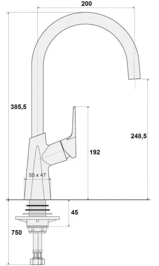 AQUA CUCINA� K�chenarmatur CAB 89077-00 Einhebelmischer Chrom mit Festauslauf schwenkbar