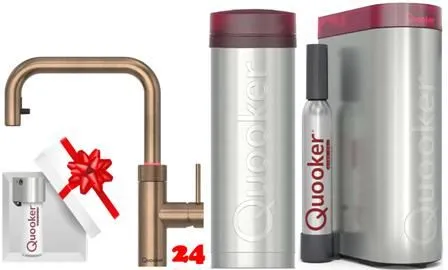 QUOOKER FLEX SQUARE Zugauslauf Messing Patina VAQ PRO3 mit CUBE 2 *Der Wasserhahn, der alles kann! (PRO3FXSPTBCUBE)