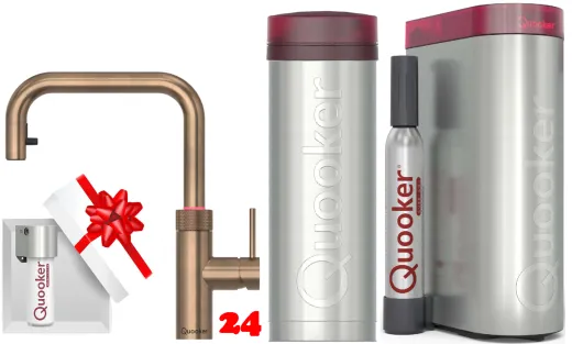 QUOOKER FLEX SQUARE Zugauslauf Messing Patina VAQ PRO3 mit CUBE 2 *Der Wasserhahn, der alles kann! (PRO3FXSPTBCUBE)