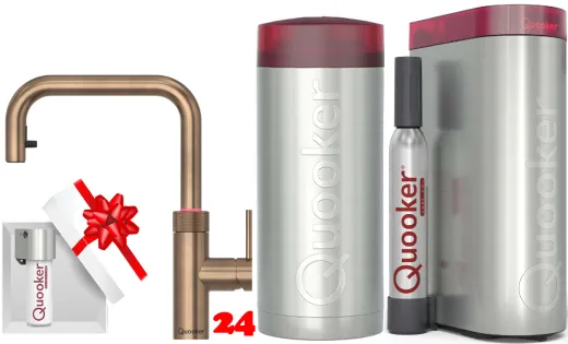 QUOOKER FLEX SQUARE Zugauslauf Messing Patina Combi (+) B mit CUBE 2 *Der Wasserhahn, der alles kann! (COMBI+FXSPTBCUBE)