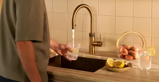 QUOOKER FLEX ROUND Zugauslauf Messing Patina Combi (+) B mit CUBE 2 *Der Wasserhahn, der alles kann! (COMBI+FXRPTBCUBE)