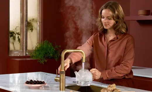 QUOOKER FLEX SQUARE VAQ PRO3 Einhebelmischer Zugauslauf Messing Patina & 100�C Armatur Kochendwasserhahn (PRO3FXSPTB)