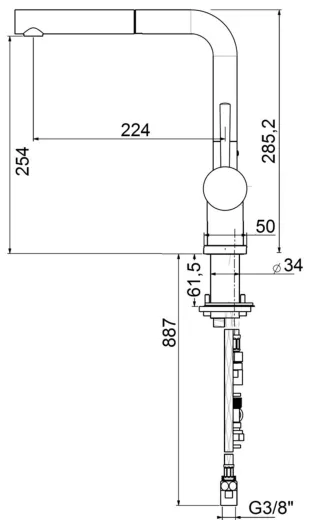 AQUA CUCINA� K�chenarmatur Lago K Classic 45096-S Einhebelmischer Mattschwarz mit Zugauslauf f�r Vorfenstermontage Niederdruck