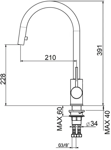 AQUA CUCINA� K�chenarmatur SF1 TEC 50006-00 Einhebelmischer Chrom mit Zugauslauf schwenkbar