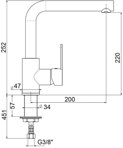AQUA CUCINA� K�chenarmatur SF1 55501-S Einhebelmischer Mattschwarz mit Festauslauf schwenkbar
