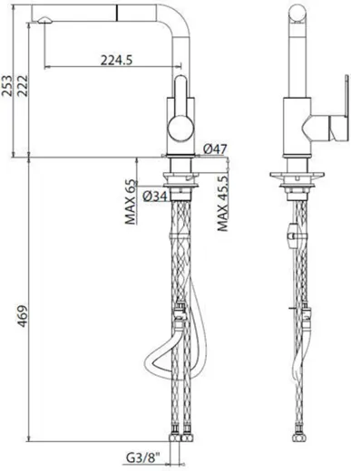 AQUA CUCINA� K�chenarmatur SF1 55504-00 Einhebelmischer Chrom mit Zugauslauf schwenkbar