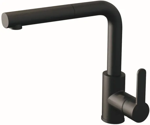 AQUA CUCINA� K�chenarmatur SF1 55511-S Einhebelmischer Mattschwarz mit Zugauslauf schwenkbar Niederdruck