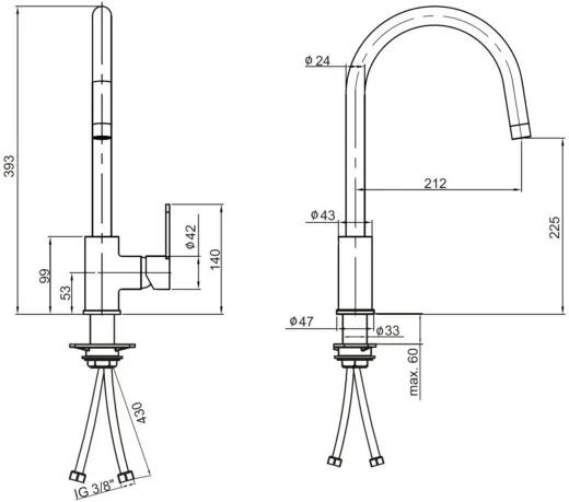 AQUA CUCINA� K�chenarmatur SF1 55508-00 Einhebelmischer Chrom mit C-Festauslauf schwenkbar