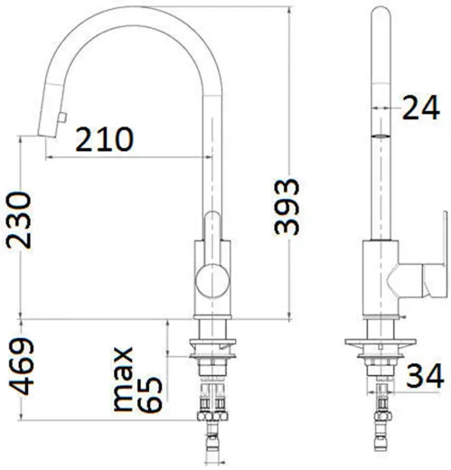 AQUA CUCINA� K�chenarmatur SF1 55506-ESO Einhebelmischer Steelfinish PVD mit C-Zugauslauf schwenkbar
