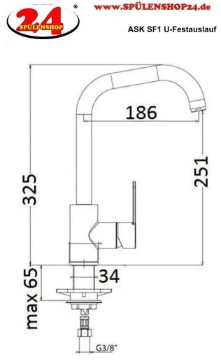 AQUA CUCINA� K�chenarmatur SF1 55505-S Einhebelmischer Mattschwarz mit U-Festauslauf schwenkbar