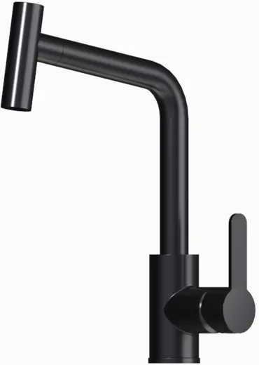 AQUA CUCINA� K�chenarmatur SF1 55507-S Einhebelmischer Mattschwarz mit Schlauchbrause schwenkbar 2-Strahlarten