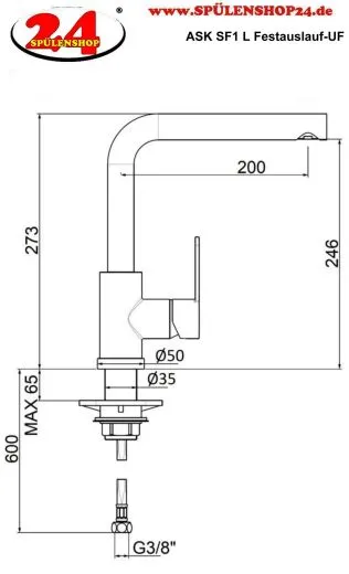 AQUA CUCINA� K�chenarmatur SF1 55519-00 Einhebelmischer Chrom mit Festauslauf f�r Vorfenstermontage