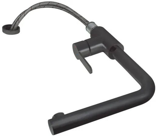 AQUA CUCINA� K�chenarmatur SF1 55519-S Einhebelmischer Mattschwarz mit Festauslauf f�r Vorfenstermontage