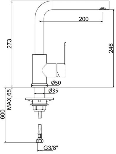 AQUA CUCINA� K�chenarmatur SF1 55519-ESO Einhebelmischer Steelfinish PVD mit Festauslauf f�r Vorfenstermontage