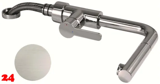 AQUA CUCINA� K�chenarmatur SF1 55509-ESO Einhebelmischer Steelfinish PVD mit Zugauslauf f�r Vorfenstermontage