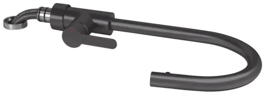 AQUA CUCINA� K�chenarmatur SF1 55529-S Einhebelmischer Mattschwarz mit Zugauslauf f�r Vorfenstermontage