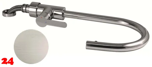 AQUA CUCINA� K�chenarmatur SF1 55529-ESO Einhebelmischer Steelfinish PVD mit Zugauslauf f�r Vorfenstermontage