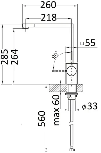 AQUA CUCINA� K�chenarmatur PURE-LOFT 53860-BE Einhebelmischer Edelstahl/Betonoptik mit Festauslauf schwenkbar