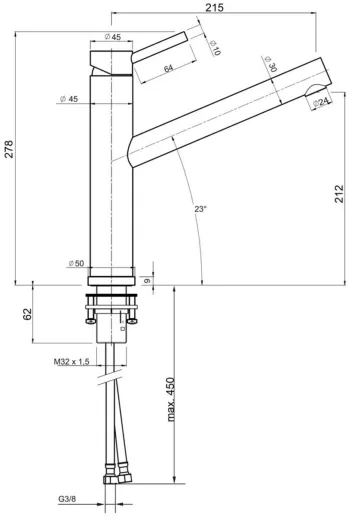 AQUA CUCINA� K�chenarmatur Pure 53828-E Einhebelmischer Edelstahl massiv mit Festauslauf schwenkbar
