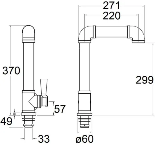AQUA CUCINA� K�chenarmatur TU-YO TU040 Einhebelmischer Edelstahl mit Festauslauf schwenkbar