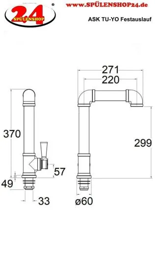 AQUA CUCINA� K�chenarmatur TU-YO TU040S Einhebelmischer Mattschwarz mit Festauslauf schwenkbar