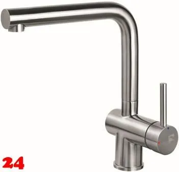AQUA CUCINA� K�chenarmatur LAGO-S 45004-E Einhebelmischer Edelstahl massiv mit L-Festauslauf schwenkbar