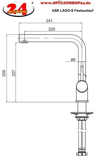 AQUA CUCINA� K�chenarmatur LAGO-S 45004-S Einhebelmischer Mattschwarz mit L-Festauslauf schwenkbar