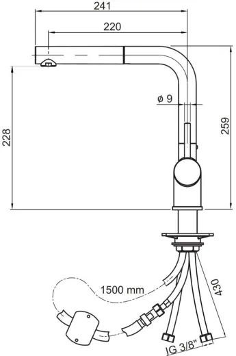 AQUA CUCINA� K�chenarmatur LAGO-S 45001-S Einhebelmischer Mattschwarz mit Zugauslauf schwenkbar