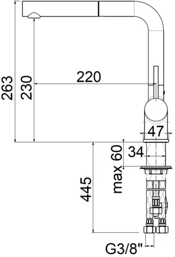 AQUA CUCINA� K�chenarmatur LAGO-S 45001-GU Einhebelmischer Gunmetal PVD mit Zugauslauf schwenkbar