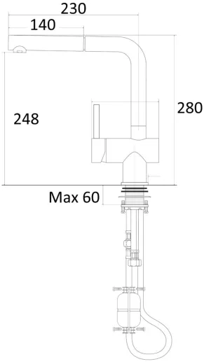 AQUA CUCINA� K�chenarmatur LAGO-S 45008-E Einhebelmischer Edelstahl massiv mit Zugauslauf schwenkbar Griff links