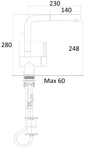 AQUA CUCINA� K�chenarmatur LAGO-S 45007-E Einhebelmischer Edelstahl massiv mit Zugauslauf schwenkbar