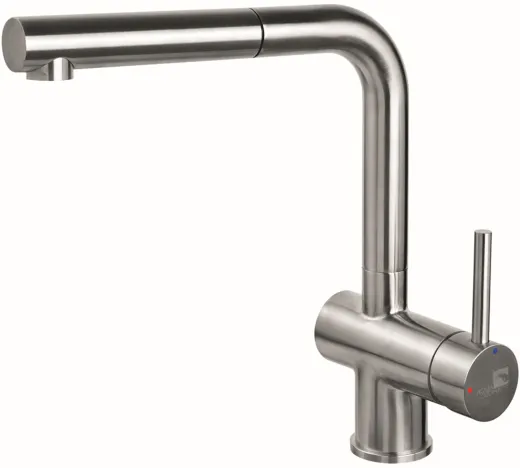 AQUA CUCINA� K�chenarmatur LAGO-S 45011-E Einhebelmischer Edelstahl massiv mit Zugauslauf schwenkbar Niederdruck