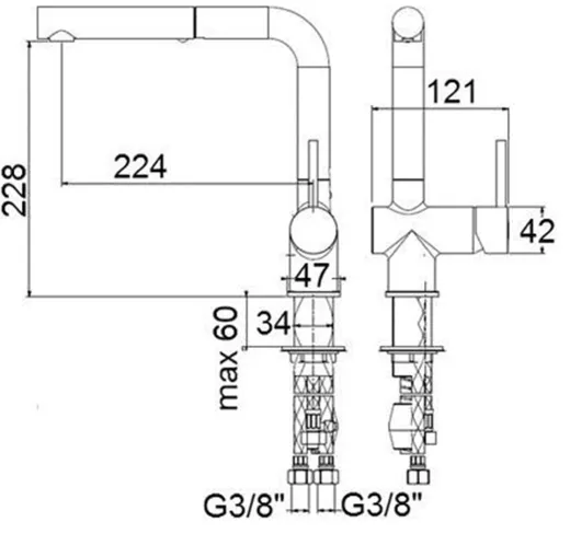 AQUA CUCINA� K�chenarmatur LAGO-S 45005-00 Einhebelmischer Chrom mit Schlauchbrause umstellbar