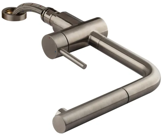 AQUA CUCINA� K�chenarmatur LAGO-S 45009-E Einhebelmischer Edelstahl massiv mit Zugauslauf f�r Vorfenstermontage