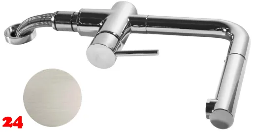 AQUA CUCINA� K�chenarmatur LAGO-S 45009-ESO Einhebelmischer Steelfinish PVD mit Zugauslauf f�r Vorfenstermontage