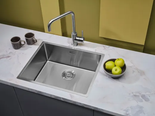 REGINOX K�chensp�le/Edelstahlsp�le Vero 50x40 (L) OKG Einbausp�le Edelstahl 3 in 1 (Einbau, Unterbau, Fl�chenb�ndig) Siebkorb als Stopfenventil